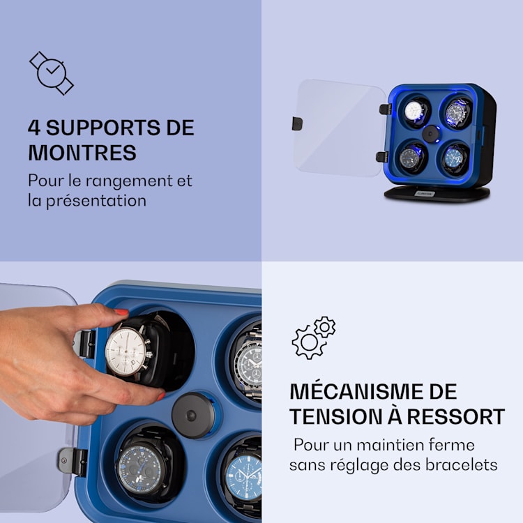 Clover Remontoir 4 montres 3 rotations 4 vitesses LED Noir/bleu métallisé