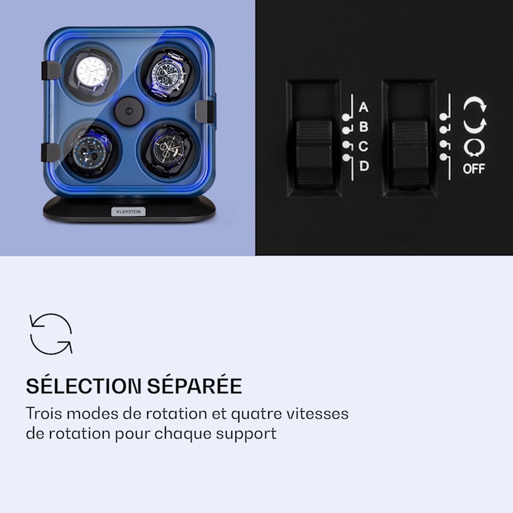 Clover Remontoir 4 montres 3 rotations 4 vitesses LED Noir/bleu métallisé