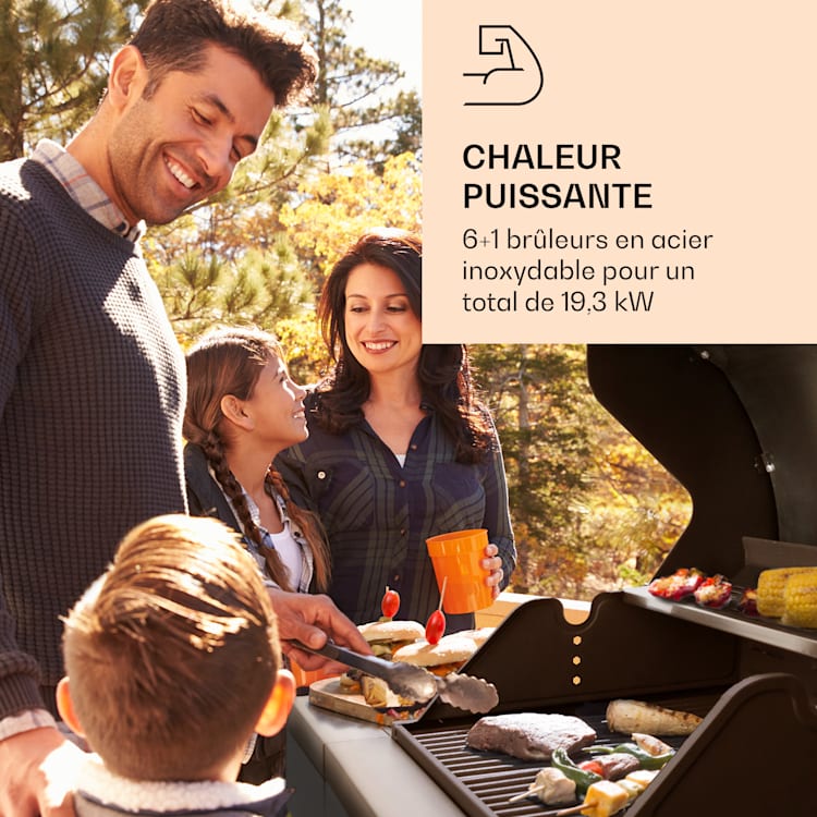 6 brûleurs principaux + 1 brûleur auxiliaire