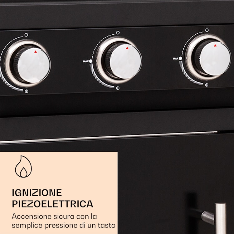 6 bruciatori principali + 1 bruciatore ausiliario
