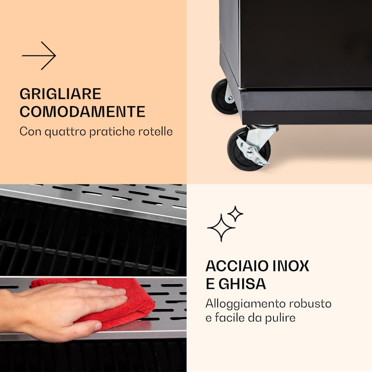 6 bruciatori principali + 1 bruciatore ausiliario