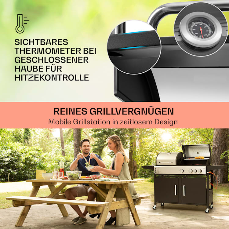 Kingsville 3.1 Kombigrill Gas + Kohle 10,9 kW 3+1 Brenner 3 Hauptbrenner + 1 Nebenbrenner