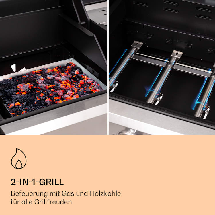 Kingsville 4.1 Kombigrill Gas + Kohle 13,7 kW 4+1 Brenner höhenverstellbar 4 Hauptbrenner + 1 Nebenbrenner