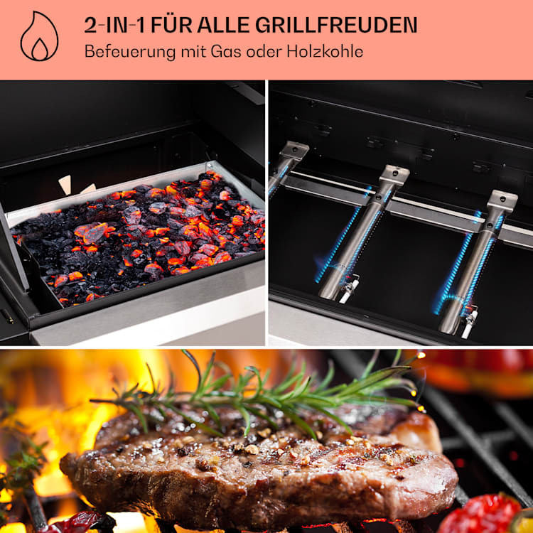 Kingsville 4.1 Kombigrill Gas + Kohle 13,7 kW 4+1 Brenner 4 Hauptbrenner + 1 Nebenbrenner