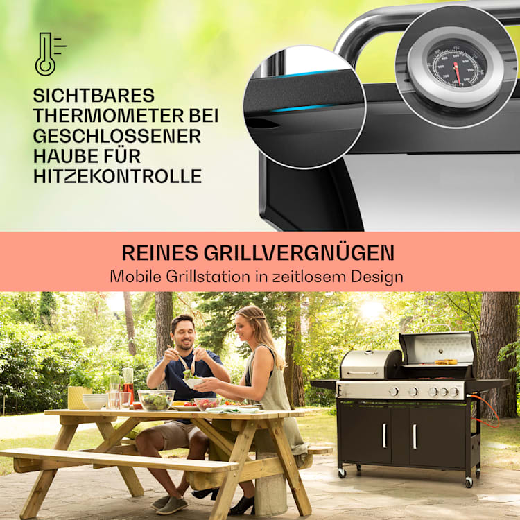 Kingsville 4.1 Kombigrill Gas + Kohle 13,7 kW 4+1 Brenner 4 Hauptbrenner + 1 Nebenbrenner
