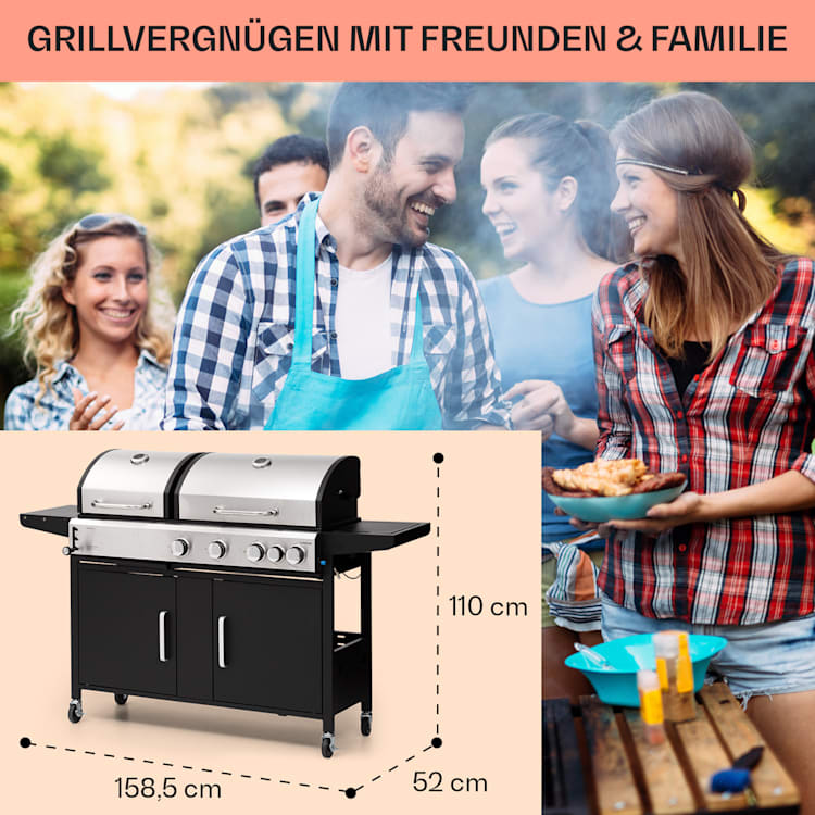 Kingsville 4.1 Kombigrill Gas + Kohle 13,7 kW 4+1 Brenner 4 Hauptbrenner + 1 Nebenbrenner