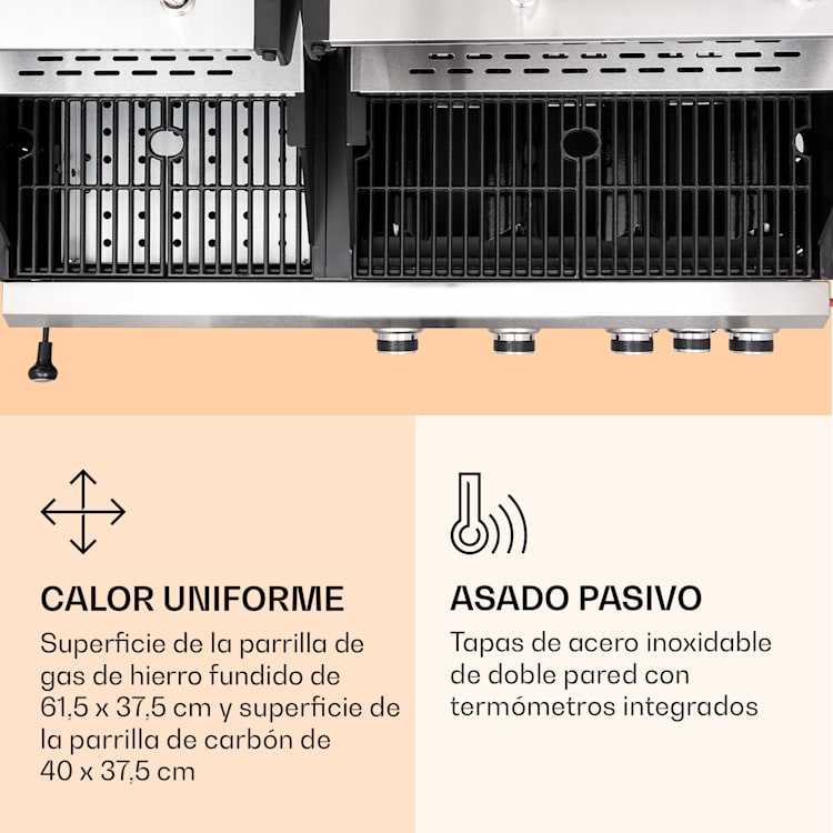 4 quemadores principales + 1 quemador lateral