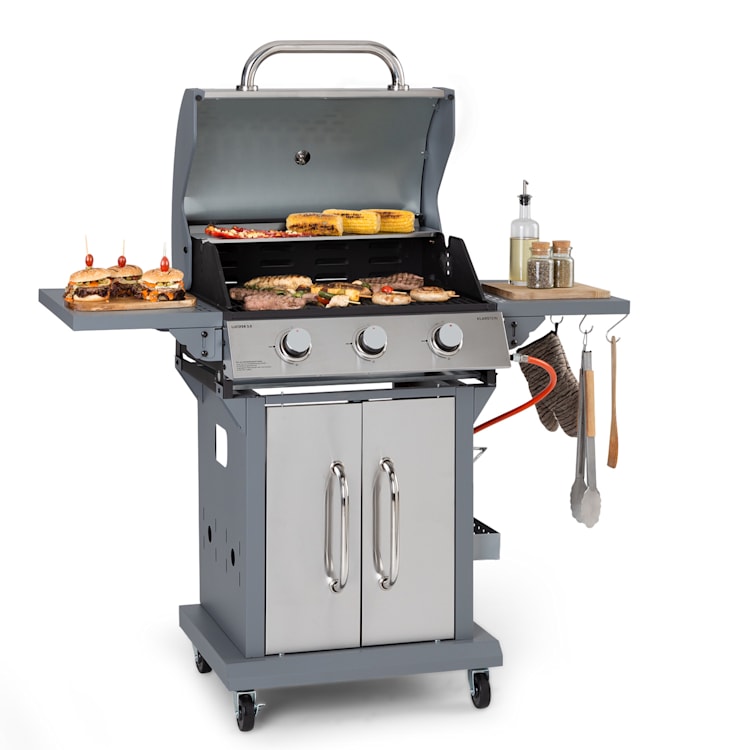 Lucifer 3 Gasgrill 3 x 3,6 kW Brenner 60x45cm Grill Edelstahl mobil 3 Brenner | Grau