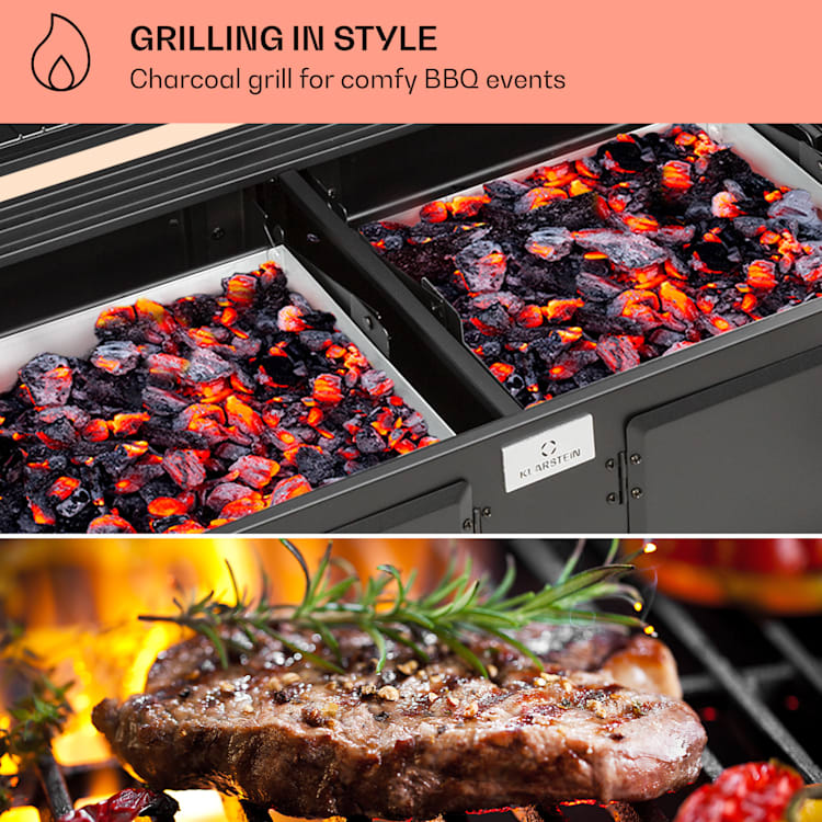 Aberdeen Double Charcoal Grill Smoker Teplomer 2 bočné stoly mobilné 5 grilovacie rošty