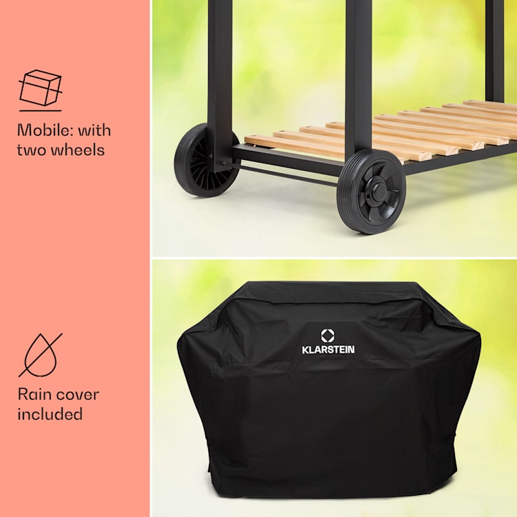 Aberdeen Double Charcoal Grill Smoker Teplomer 2 bočné stoly mobilné 5 grilovacie rošty