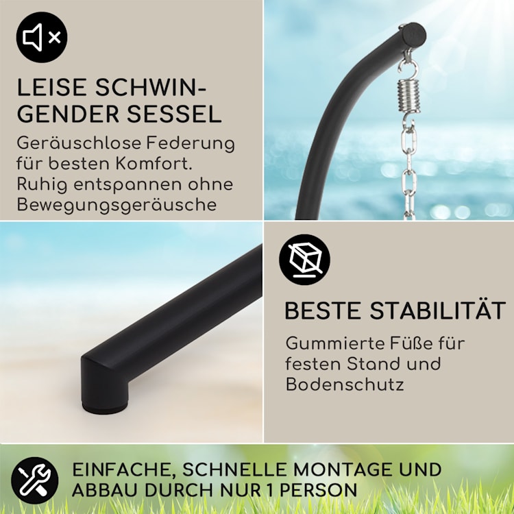 Biarritz Double Hängesessel Zweier PE Aluminium Polyrattan 260 kg Zweisitzer | Dunkelgrün