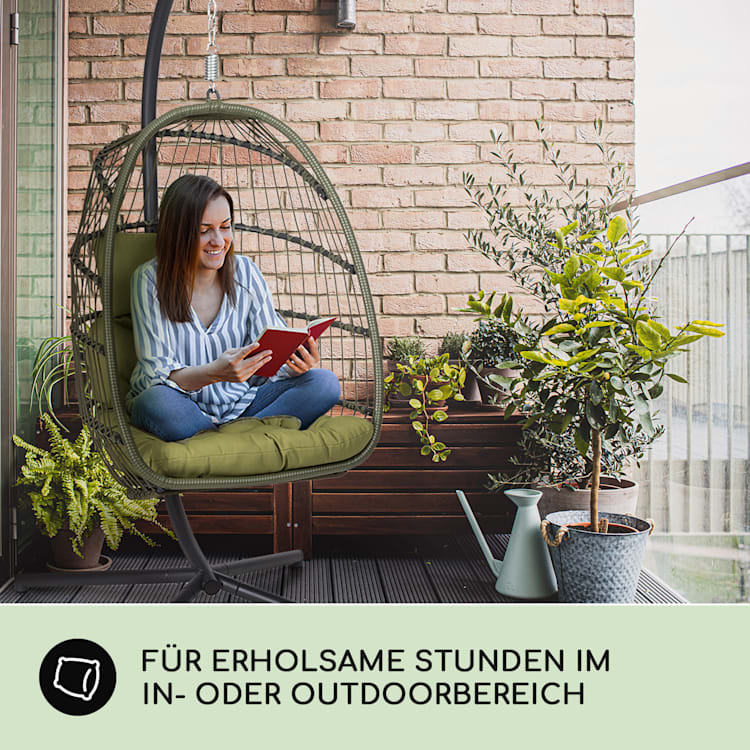 Biarritz Individuelle Hängesessel Sitzkissen Polyester Aluminium Polyrattan 130 kg Einsitzer | Dunkelgrün