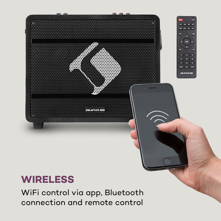 Pro Spin 8 Karaoke-System 12,1" Touch-Display 2 UHF Mic WiFi BT USB TF HDMI