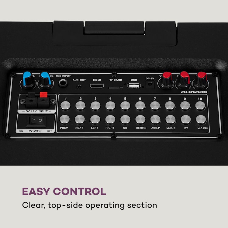 Pro Spin 8 Karaoke-System 12,1" Touch-Display 2 UHF Mic WiFi BT USB TF HDMI