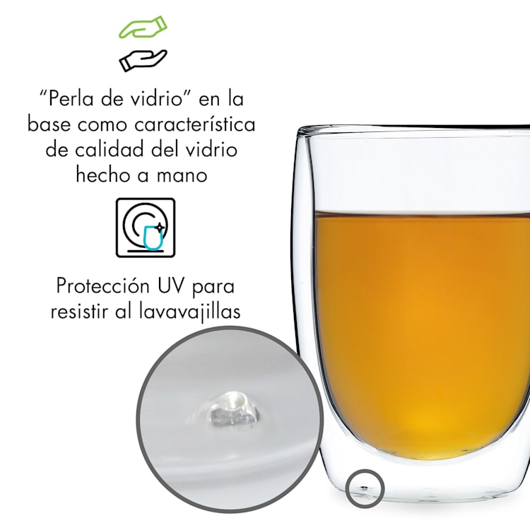 Juego de vasos térmicos de doble pared Glaswerk Mirano vidrio de borosilicato hecho a mano 8 piezas