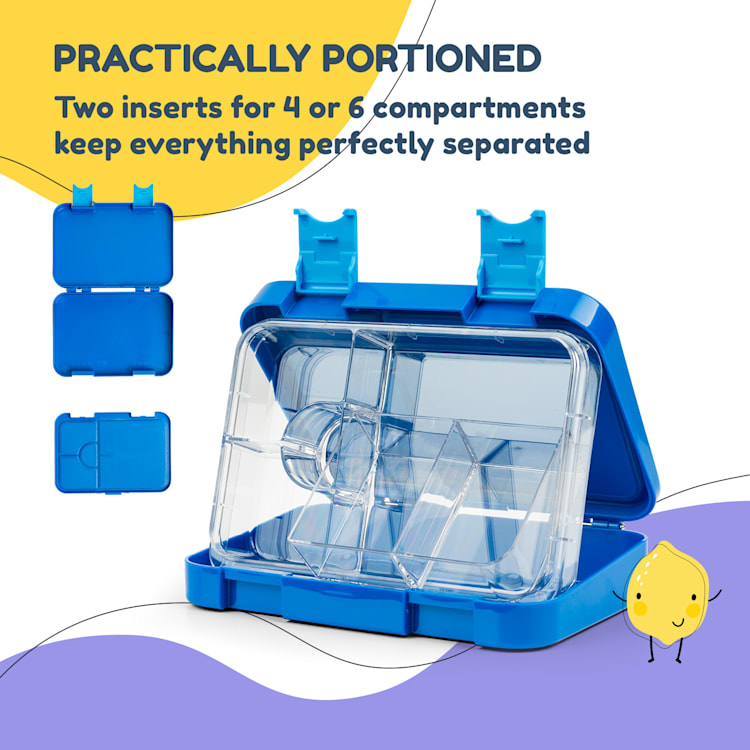 Junior Lunchbox, 6 přihrádek, 21,3 x 15 x 4,5 cm (Š x V x H), bez BPA Blue Giraffe