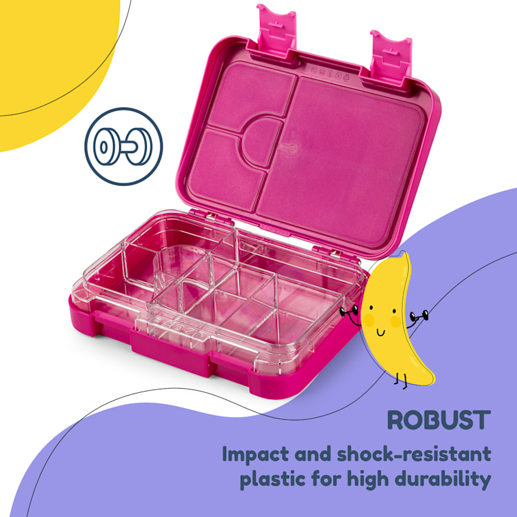 Junior Lunchbox, 6 compartimente, 21,3 x 15 x 4,5 cm (L x Î x l), fără BPA Purple Sun