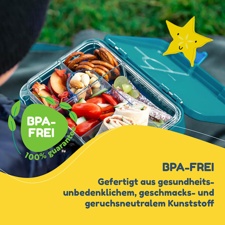 junior Lunchbox 6 Fächer 21,3 x 15 x 4,5 cm (BxHxT) BPA-frei Petrol Sea
