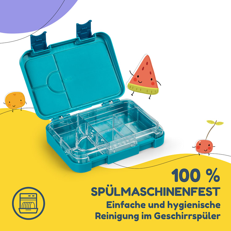 junior Lunchbox 6 Fächer 21,3 x 15 x 4,5 cm (BxHxT) BPA-frei Petrol Sea