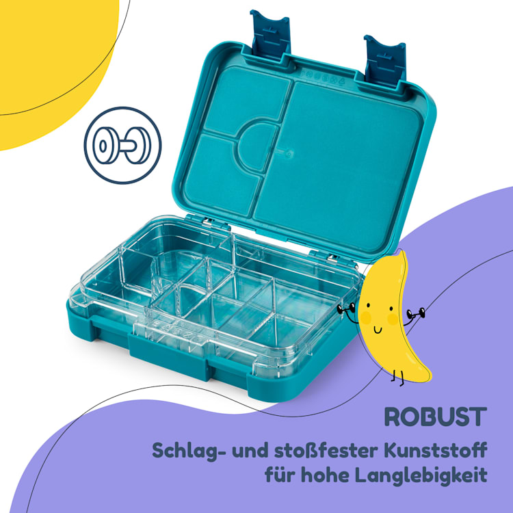junior Lunchbox 6 Fächer 21,3 x 15 x 4,5 cm (BxHxT) BPA-frei Petrol Sea