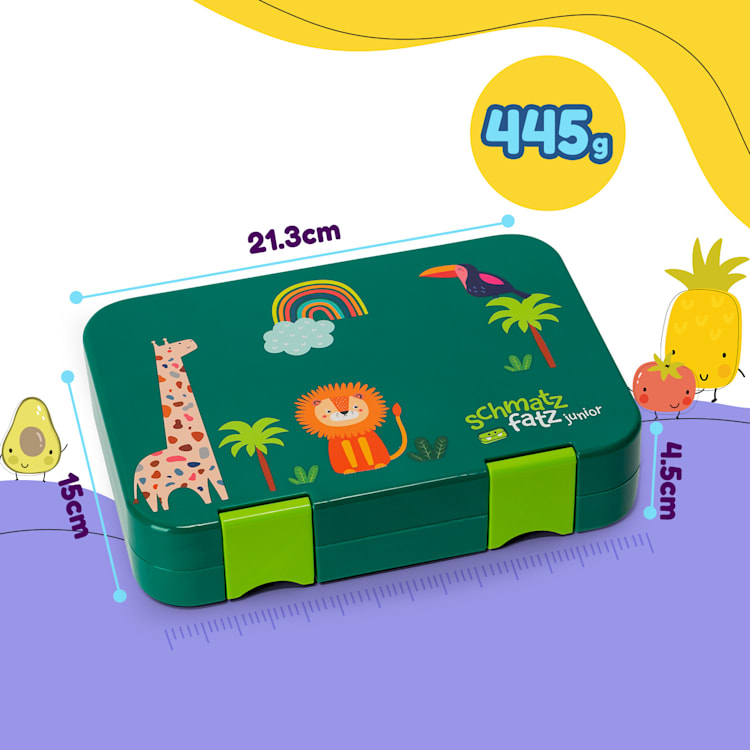 junior Lunchbox, 6 priehradiek, 21,3 x 15 x 4,5 cm (Š x V x H), bez BPA Dark Green Jungle