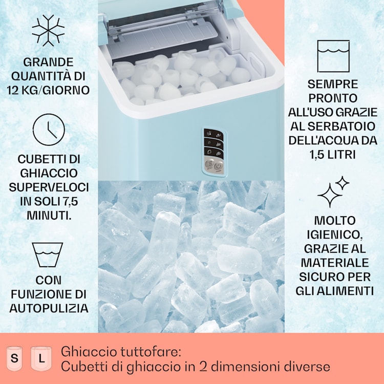 Macchina per cubetti di ghiaccio Albaron 12 kg / 24 h 1,5 litri. Display 1,5 Ltr | Blu