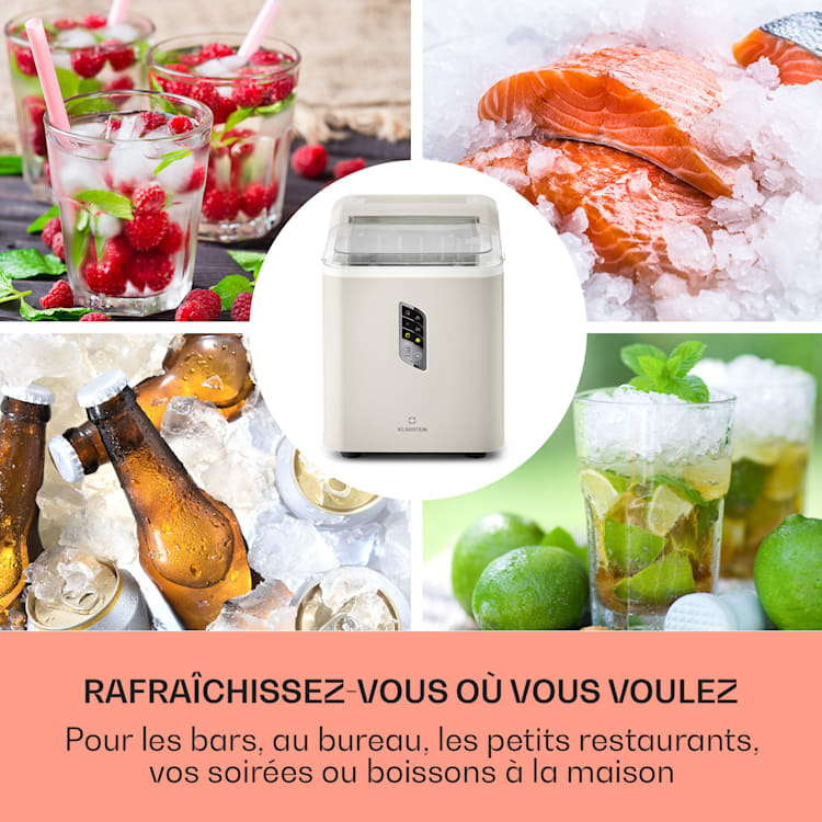 Albaron Machine à glaçons en boule 12 kg / 24 h 1,5 litre Écran 1,5 L | Crème