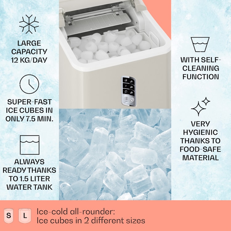 Albaron ice cube machine bullet ice 12 kg / 24 h 1,5 l Display Cream