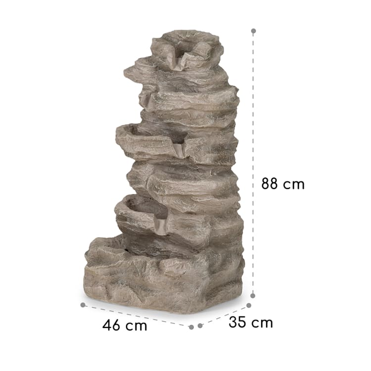 Stonehenge XL, fântână solară, iluminat cu LED-uri, polirășină, baterie litiu-ion 46 x 88 x 35 cm | Nisip