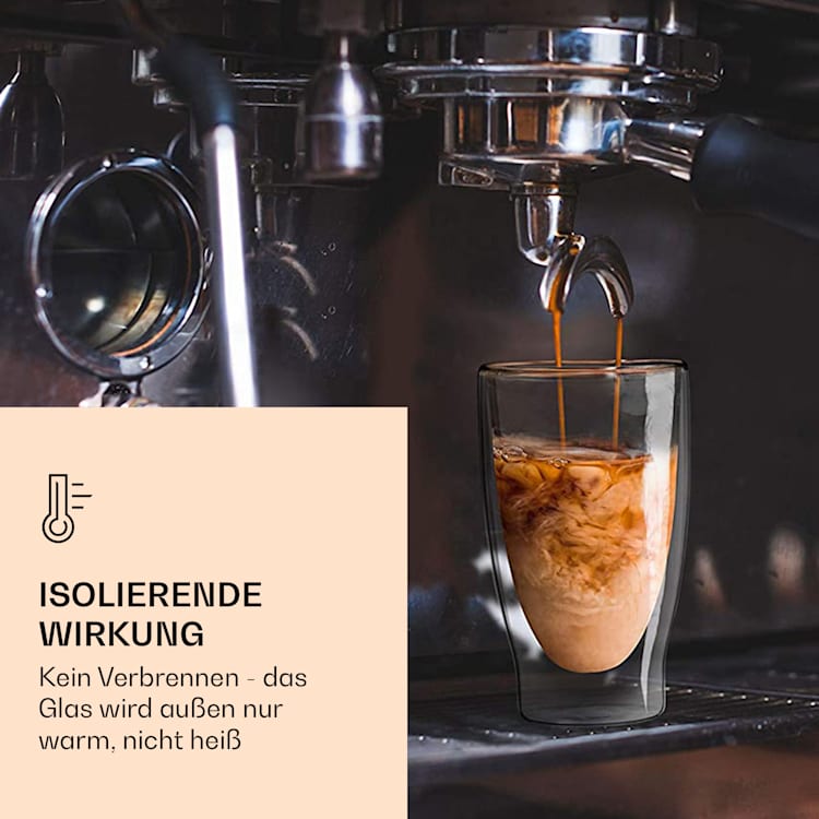 DUOS doppelwandiges Glas | Thermoglas | 310 ml | Trinkglas | Espressoglas, Teeglas, Shotglas | für heiße und kalte Getränke | Borosilikatglas| hitze- und kältebeständig | handgemacht | spülmaschinenfest | Schwebe-Effekt 2er-Set