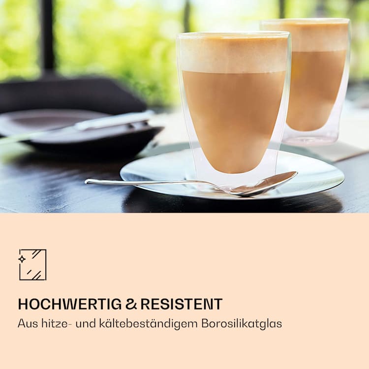 DUOS doppelwandiges Glas | Thermoglas | 310 ml | Trinkglas | Espressoglas, Teeglas, Shotglas | für heiße und kalte Getränke | Borosilikatglas| hitze- und kältebeständig | handgemacht | spülmaschinenfest | Schwebe-Effekt 2er-Set