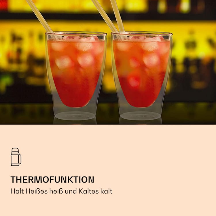 DUOS doppelwandiges Glas 310 ml Thermofunktion inkl. Edelstahl-Löffel 4er-Set
