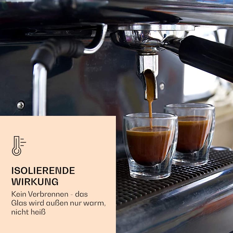 DUOS doppelwandiges Glas 200 ml Thermofunktion inkl. Edelstahl-Löffel 6er-Set