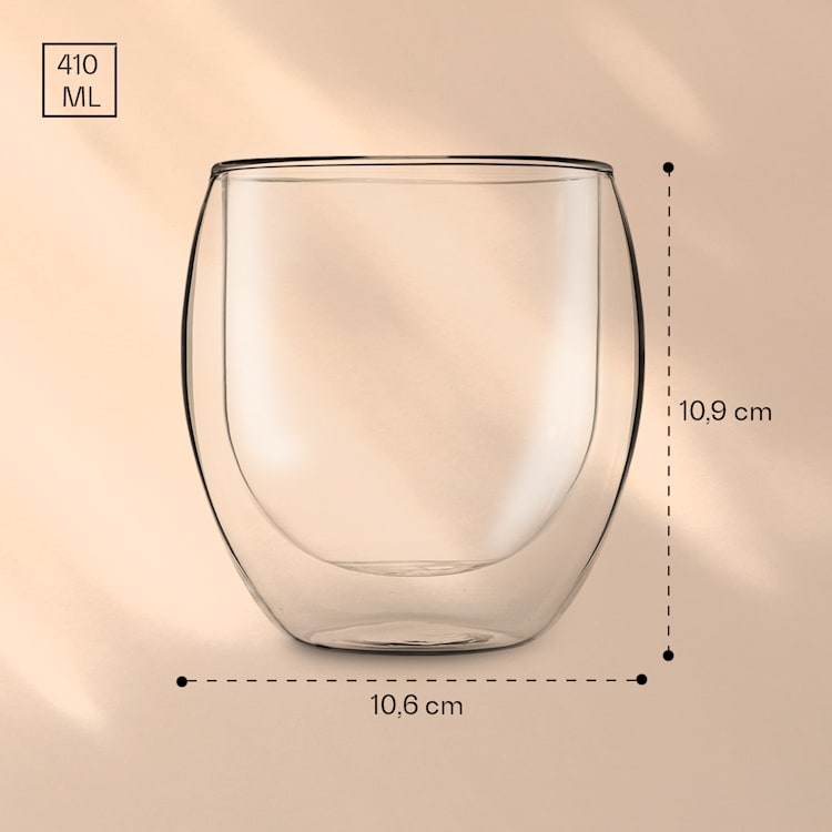 DUOS Jumbo, szklanki termiczne z podwójną ścianką, z łyżeczkami, 6 x 410 ml 6er-Set