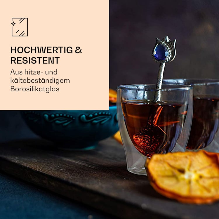 DUOS doppelwandiges Glas 200 ml Thermofunktion inkl. Edelstahl-Löffel 2er-Set