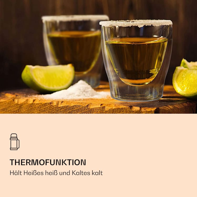 DUOS doppelwandiges Glas 200 ml Thermofunktion inkl. Edelstahl-Löffel 2er-Set