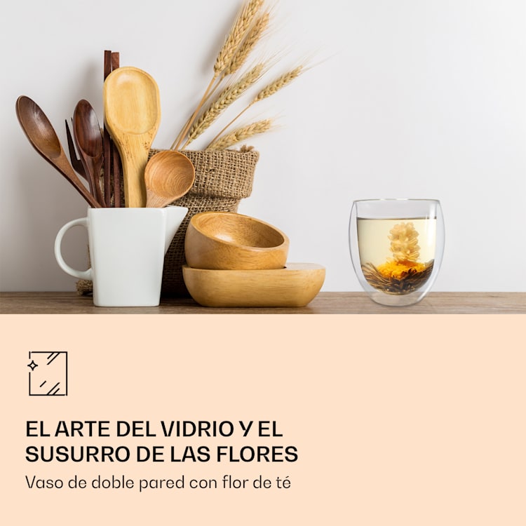Vaso Ice Flor de té 320 ml Vidrio de borosilicato de doble pared Un solo paquete