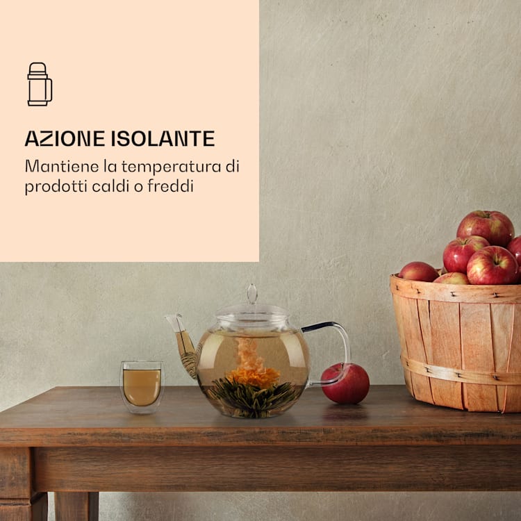 Ice - Bicchiere con fiore di tè, 320 ml, in vetro borosilicato a doppia parete confezione singola