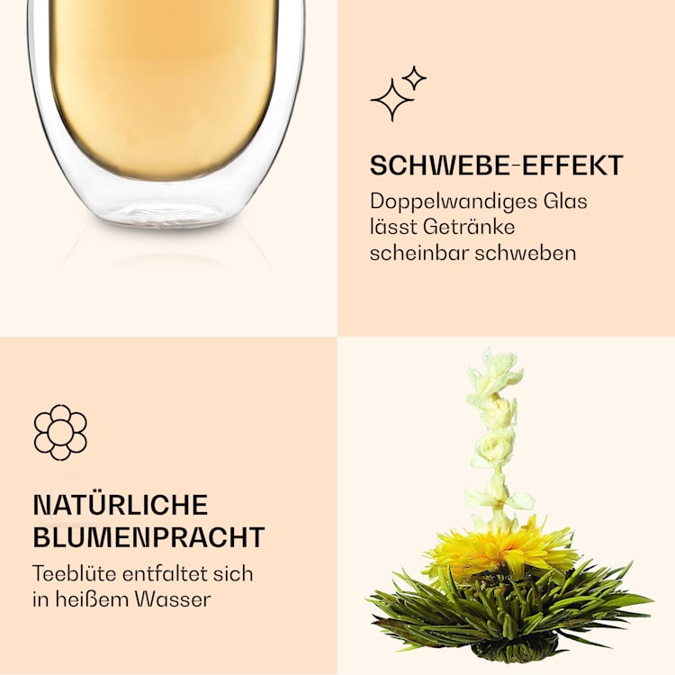 Feelino Gläser 4x320ml Ice + Teeblume 4er-Set