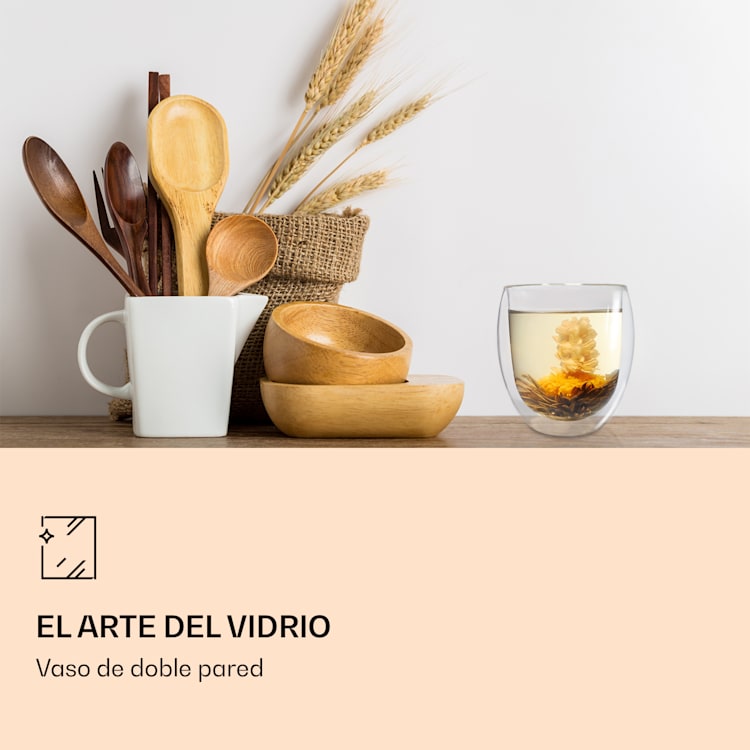 Vaso Ice Flor de té 320 ml Vidrio de borosilicato de doble pared Set de 6 unidades