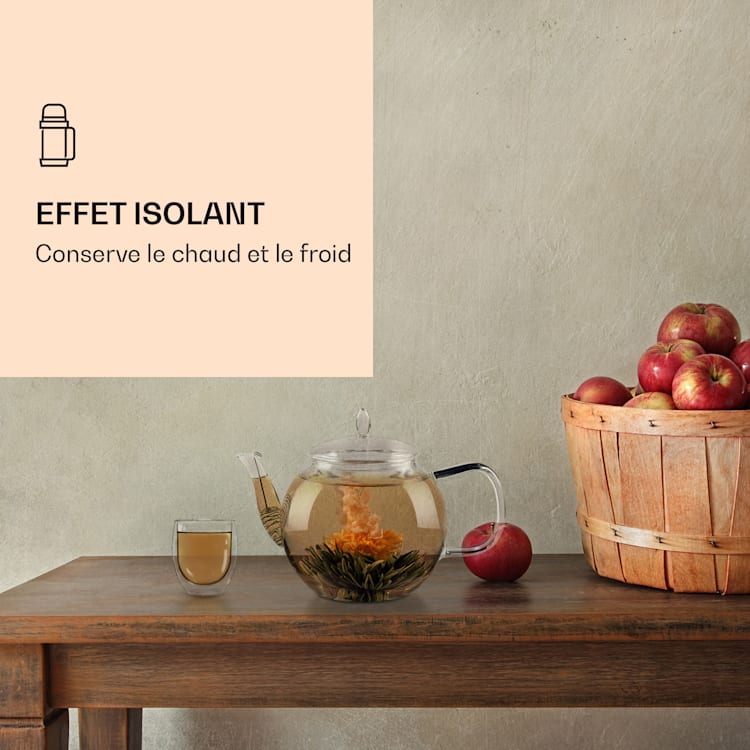 Verre Ice avec fleur de thé 320 ml verre borosilicate double paroi ensemble de 6