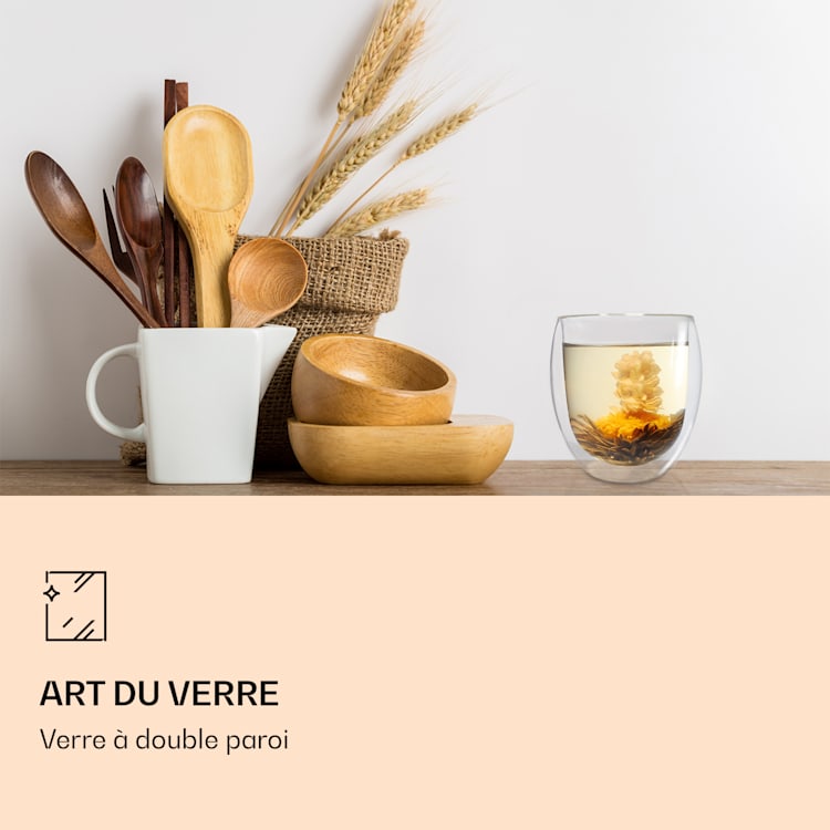 Verre Ice avec fleur de thé 320 ml verre borosilicate double paroi ensemble de 6