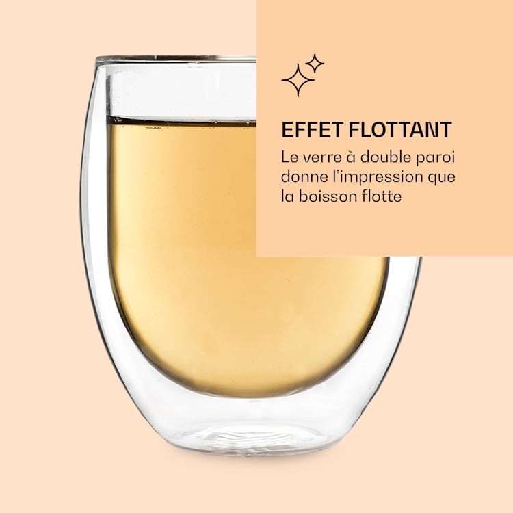 Verre Ice avec fleur de thé 320 ml verre borosilicate double paroi ensemble de 6