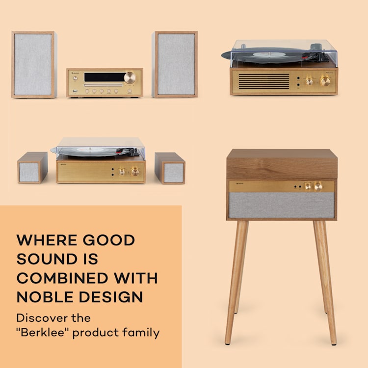 Berklee, HiFi stereo sustav, Bluetooth, stereo zvučnici, UWK, MP3, USB, Line-In Smeđa