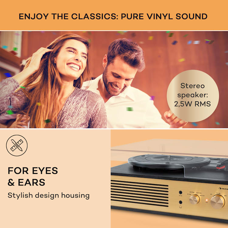 Berklee TT Classic, gramofónový prehrávač, remeňový pohon, 33 1/3 a 45 otáčok/minútu, stereo reproduktory Čierna