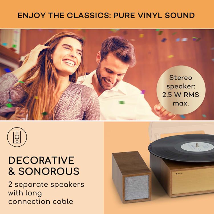 Berklee TT-Play Prime,lemezjátszó, szíjhajtás, 33 1/3 és 45 RPM, sztereó hangszórók Barna