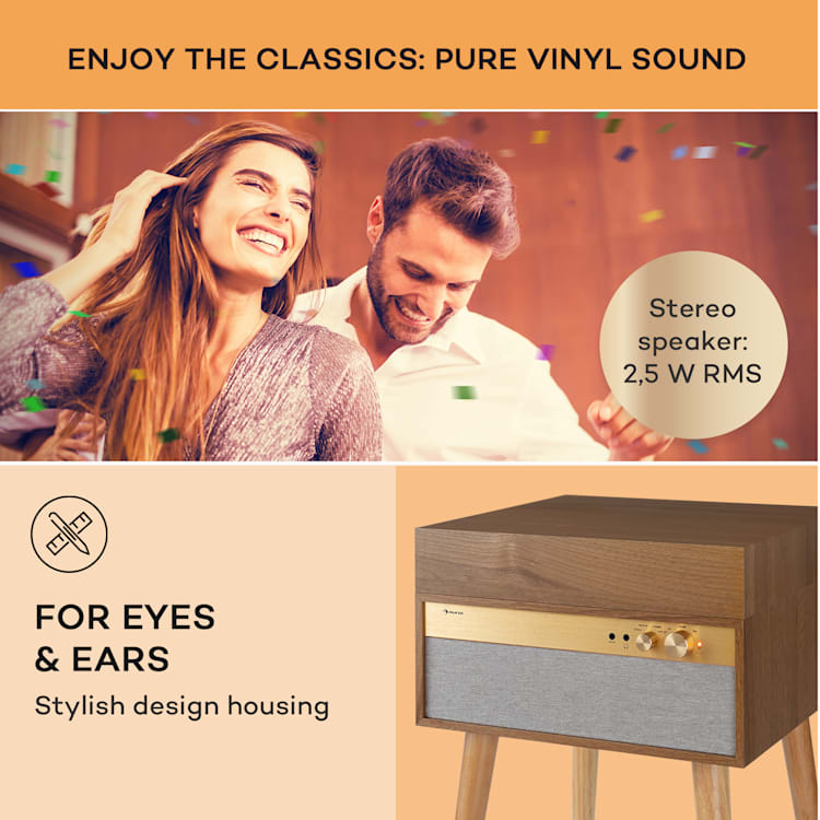 Berklee TT Case levysoitin hihnaveto 33 1/3 & 45 rpm stereokaiuttimet puuta puu