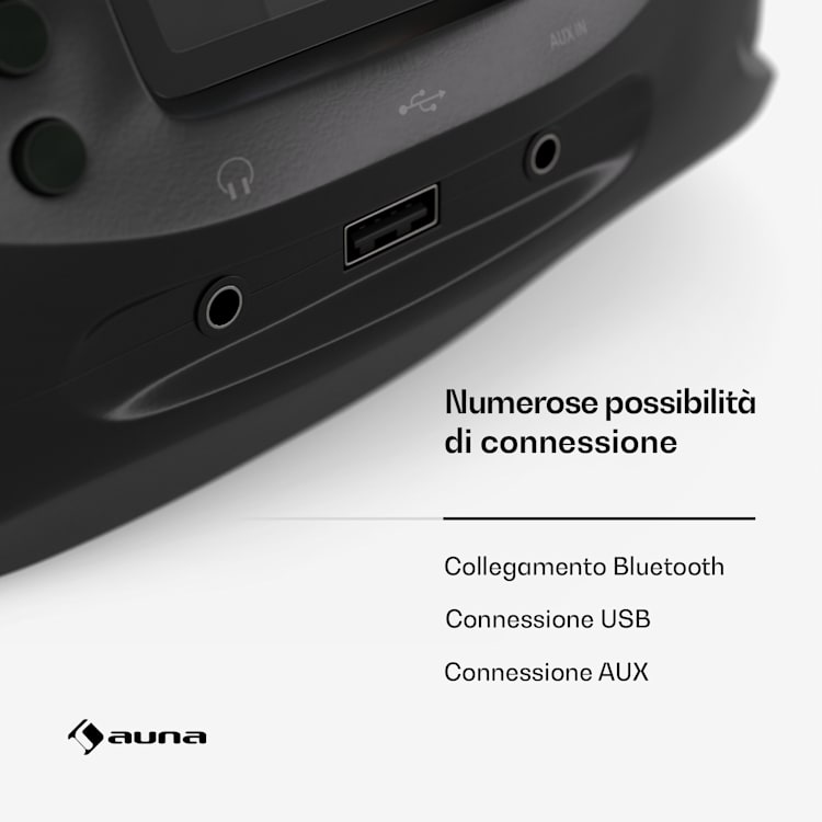 Roadie Smart IR/DAB/BT/CD/MP3 - Boombox USB, radio DAB+/web/FM, lettore CD/MP3, 3W, Bluetooth, portatile Nero