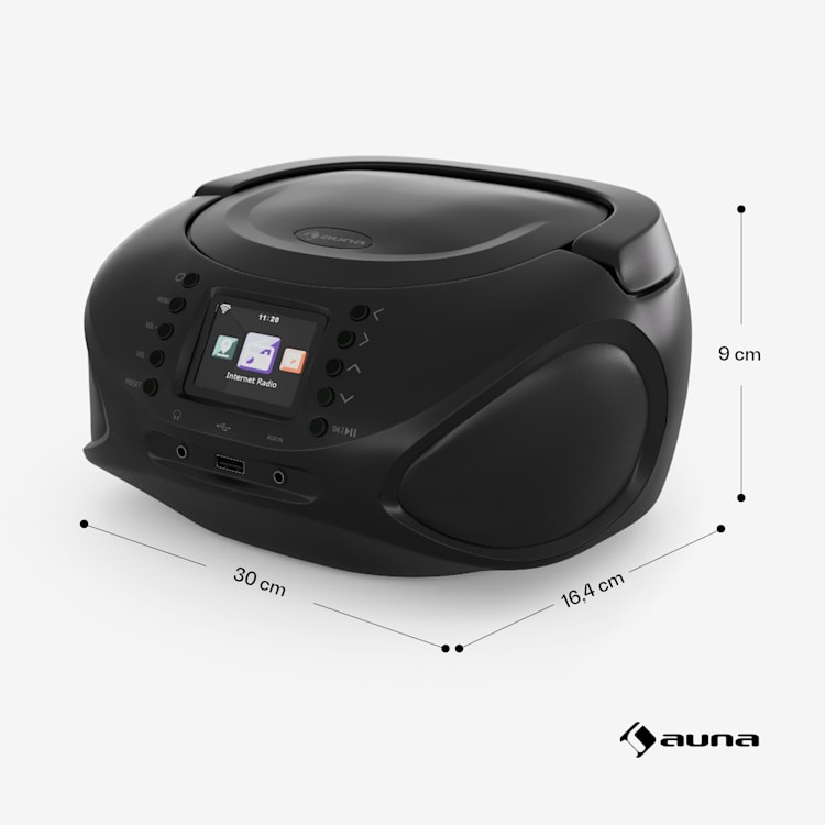 Roadie Smart IR/DAB/BT/CD/MP3 - Boombox USB, radio DAB+/web/FM, lettore CD/MP3, 3W, Bluetooth, portatile Nero