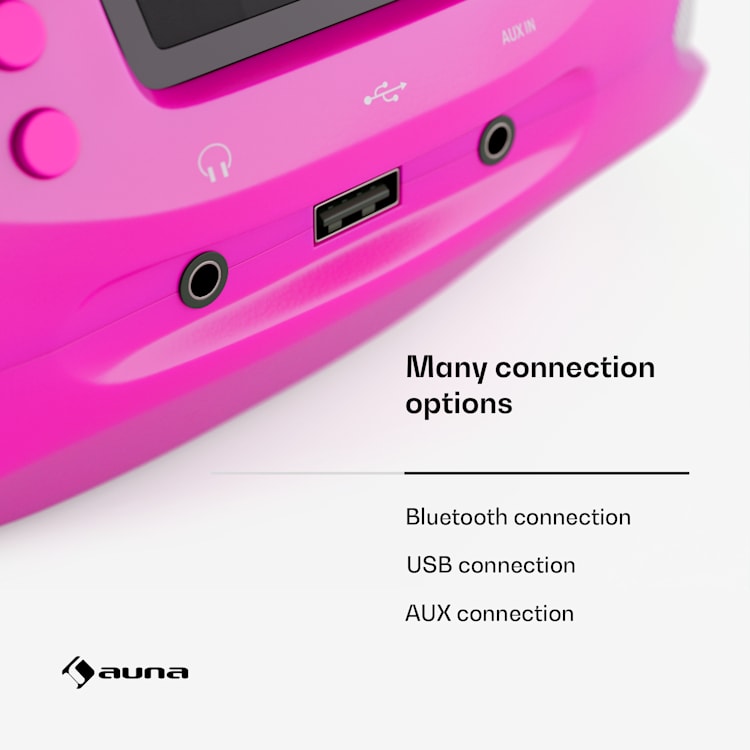 Roadie Smart IR/ DAB/ BT/ CD/ MP3 boombox USB DAB+/ internet/ FM radio CD/ MP3-speler 3W bluetooth draagbaar Deep Pink